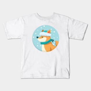 Winter Snowfall Dog Kids T-Shirt